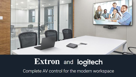 In control met Logitech Tap, Extron controller en Link License
